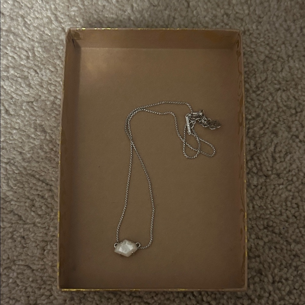 Kendra Scott Silver Necklace with White Stone